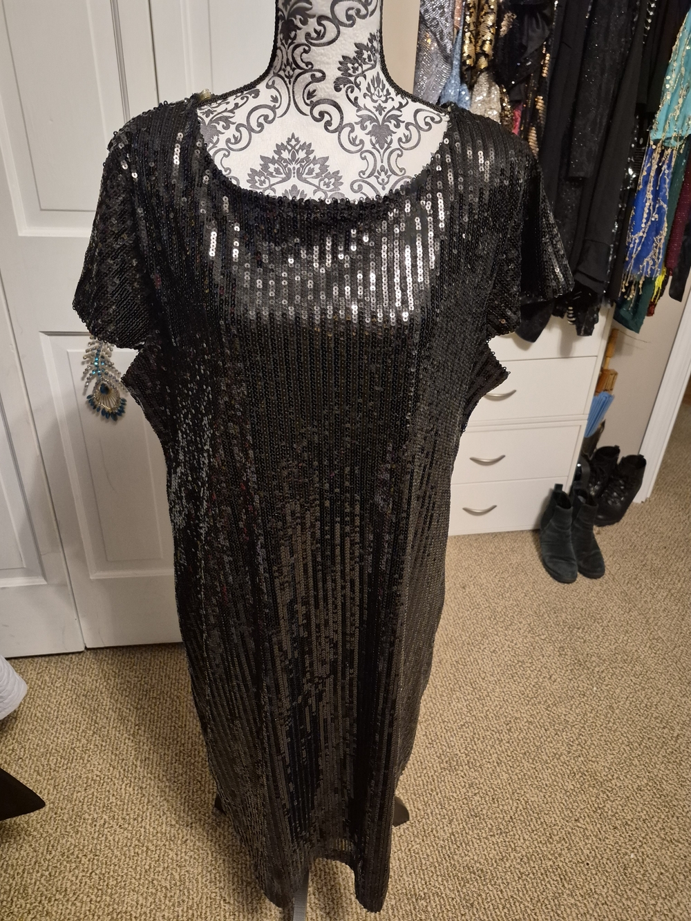 NWT - Ashley Stewart Black Sequin Midi Dress - 18/20W
